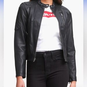 LEVIs Zip Front Water Repellent Faux Leather Moto Jacket